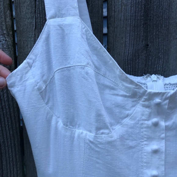 Lulus Good To Be Here Mini Dress Size S White Babydoll Cotton Linen Corset - Picture 11 of 16